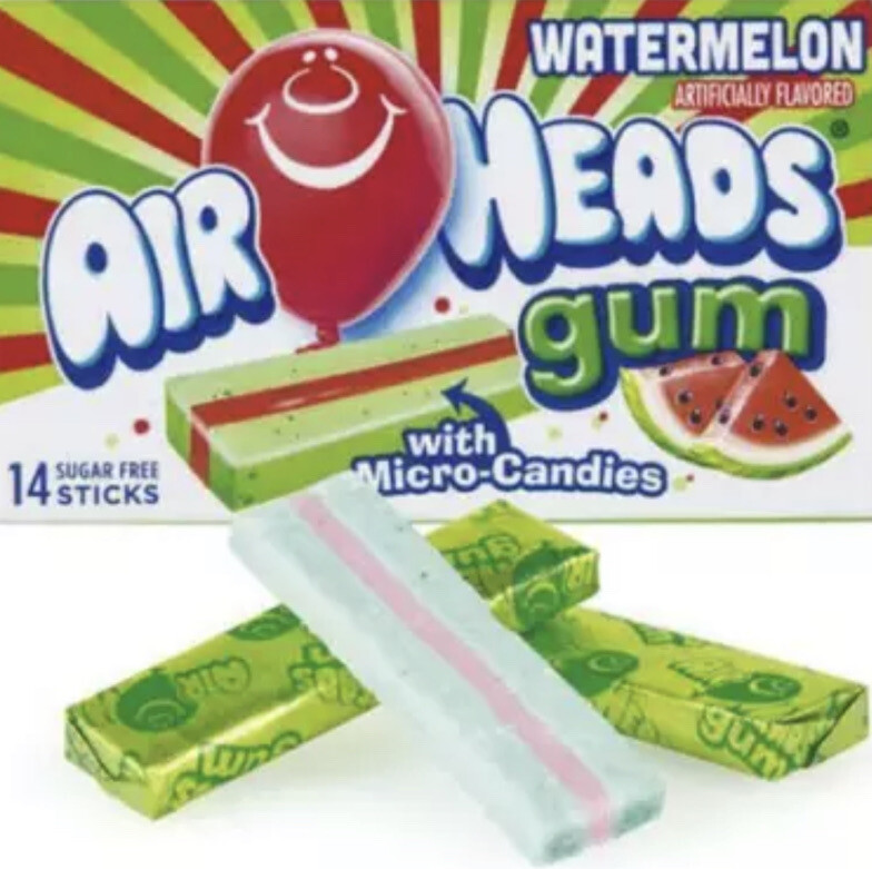 SHIP N 24HRS-2 Pkgs Airheads Gum Watermelon Chewing Gum 14 Pcs Ea Pack-BRAND NEW