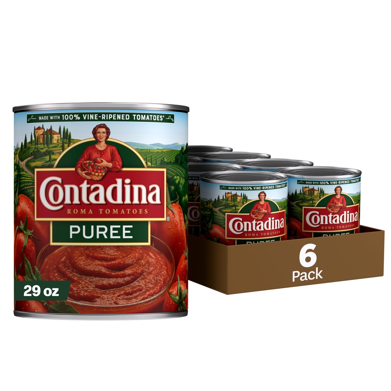 Contadina Tomato Puree, 29 oz (Pack of 6 Cans) 29 Ounce 6)
