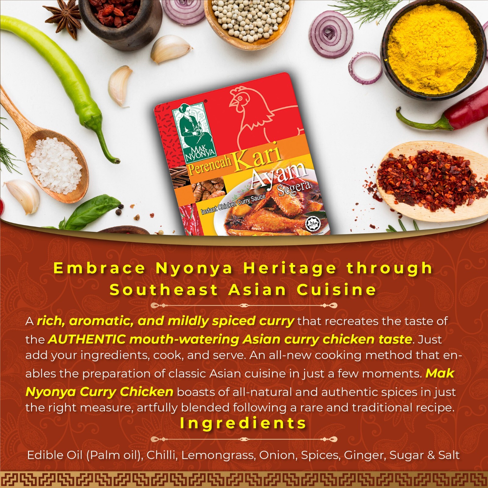 6x Mak Nyonya Instant Chicken Curry Sauce (200g) Suitable for Chicken Fish Meat