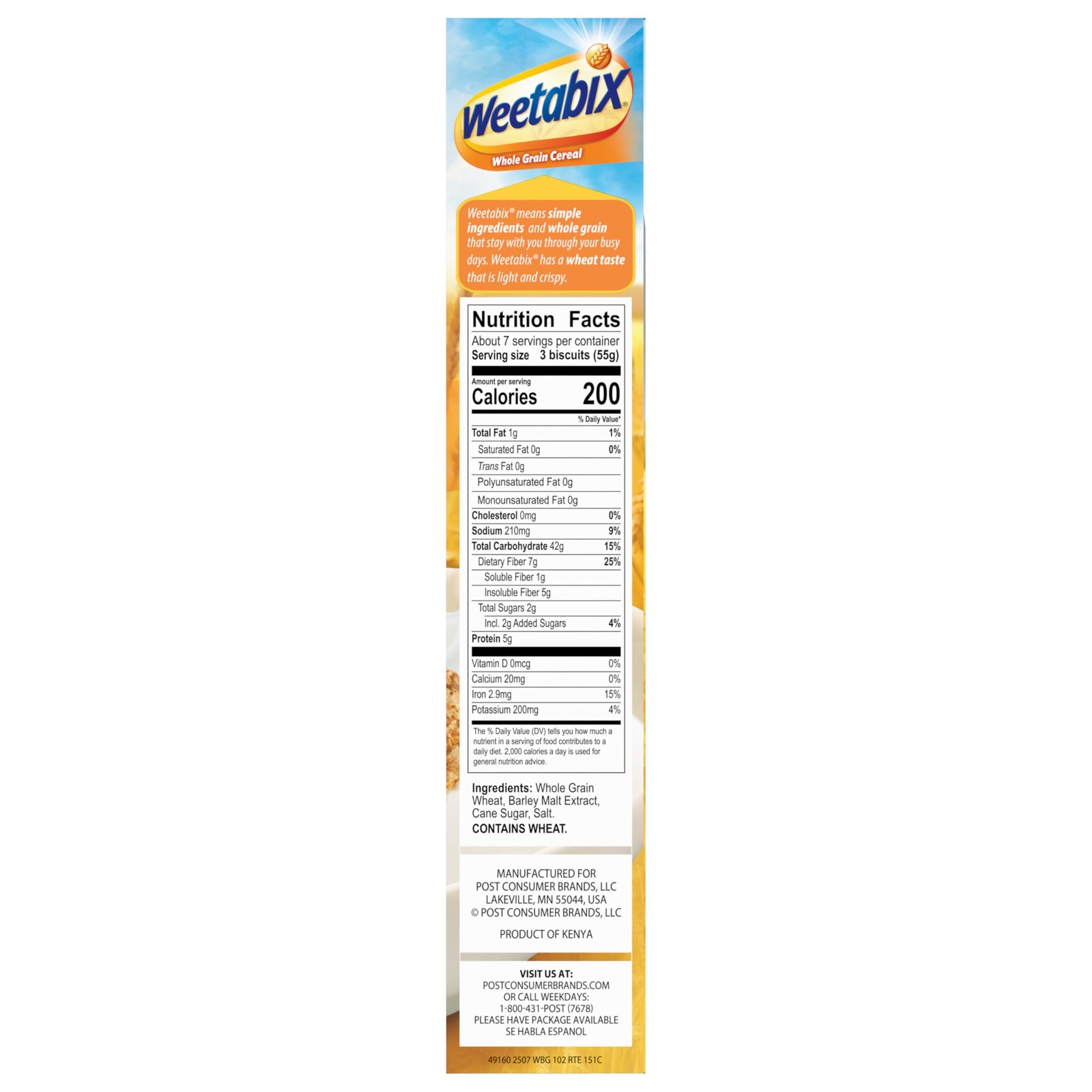 Weetabix Biscuits Whole Grain Cereal, Good Source of Fiber, Low in Fat, Heart He