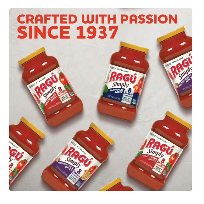 (6 pack) RAGU Simply Traditional Pasta Sauce, 24 oz
