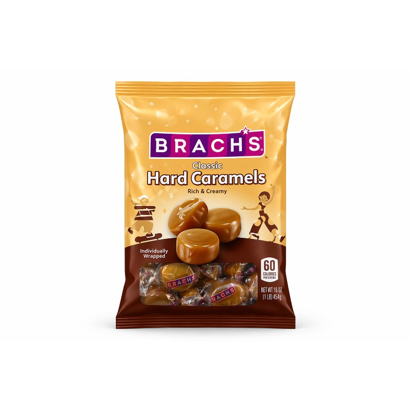 6x Brach’s Classic Hard Caramel Candy Peg Bag Snack Treats Bundle Lot New 3.25oz
