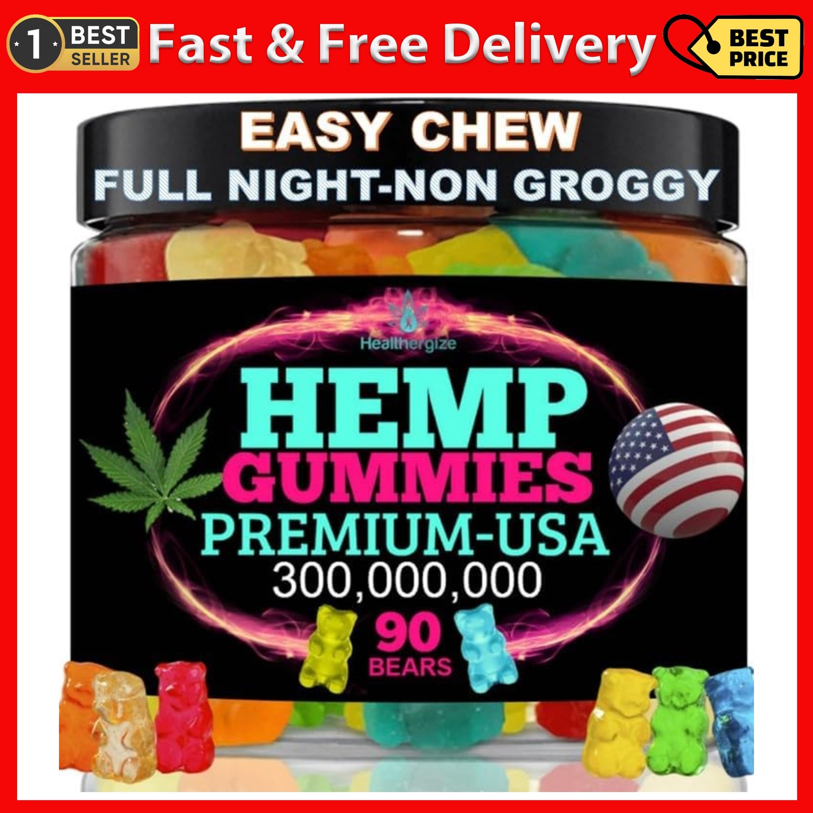 Hemp Gummies for Relaxation and Rest-Natural Hemp Oil Gummies, Fresh Fruity Flav