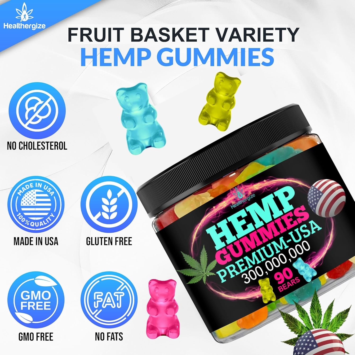 Hemp Gummies for Relaxation and Rest-Natural Hemp Oil Gummies, Fresh Fruity Flav