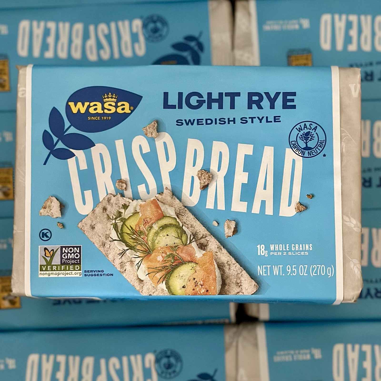 (Pack Of 2) Wasa Light Rye Crispbread, 9.5 oz Multi Grain High Fiber Crackers