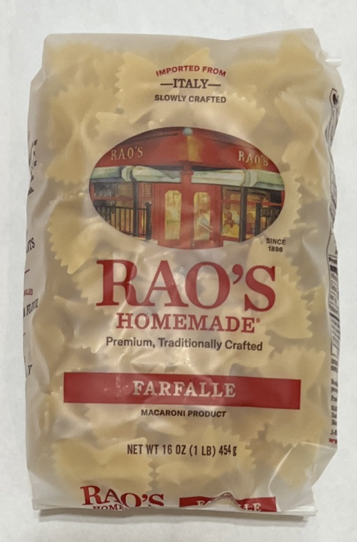 6 Pack (6 Ibs) RAO’S Homemade Farfalle Pasta Noodles 16 oz Each Bow Tie Macaroni