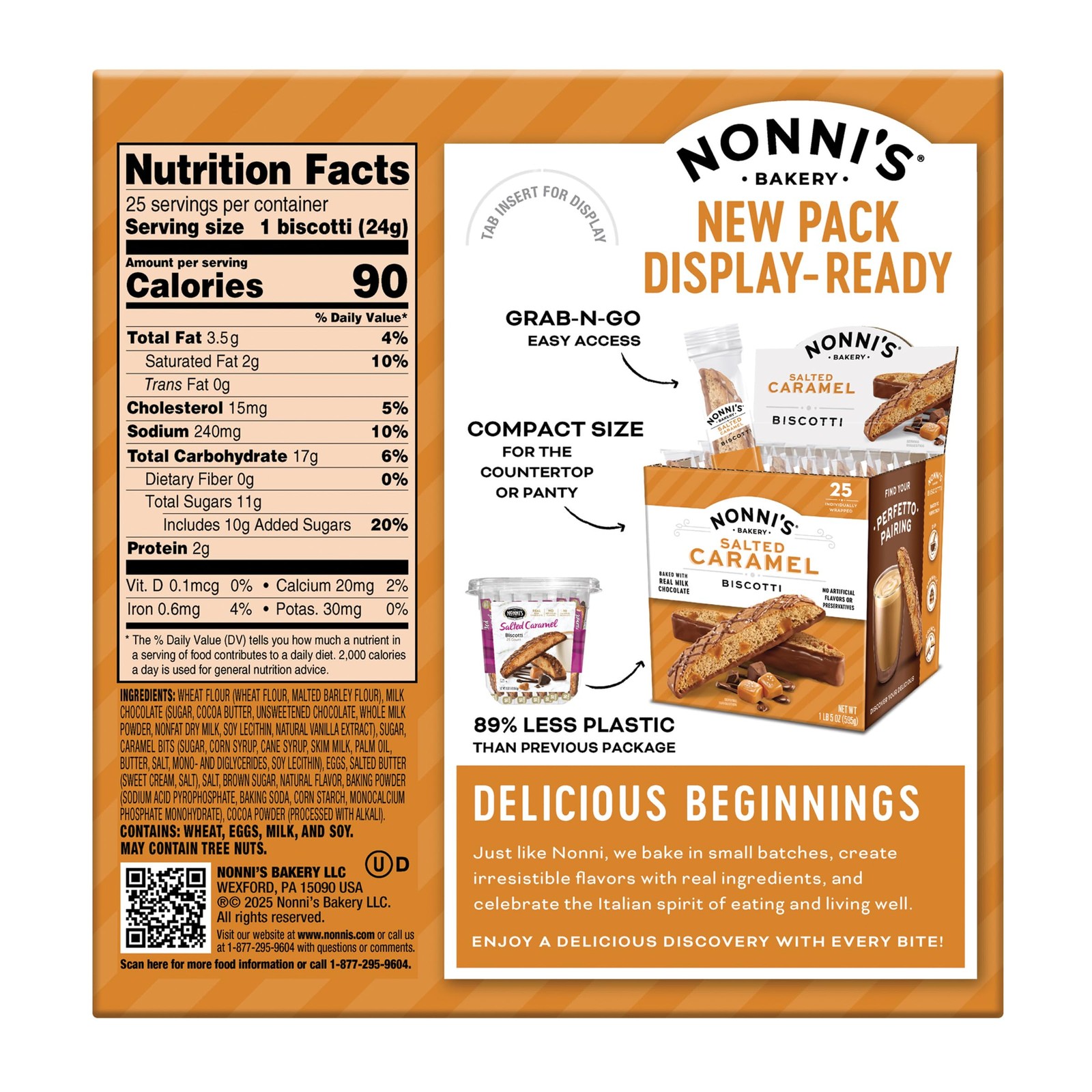 Nonni’s Salted Caramel Biscotti Italian Cookies – Individually…