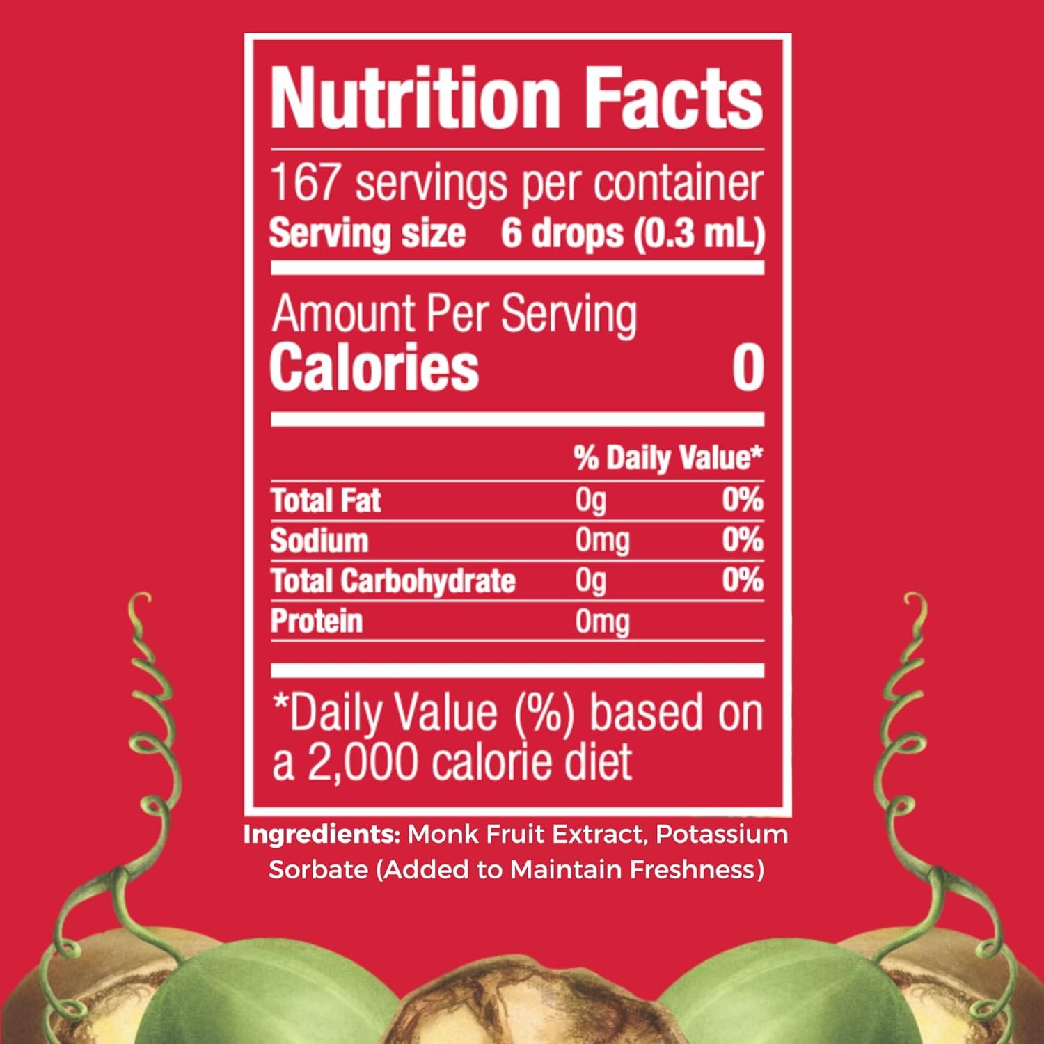 Monk Fruit Extract (6 Drops = 1 Tsp of Sugar) Zero Calories, Non-Gmo, No Fillers