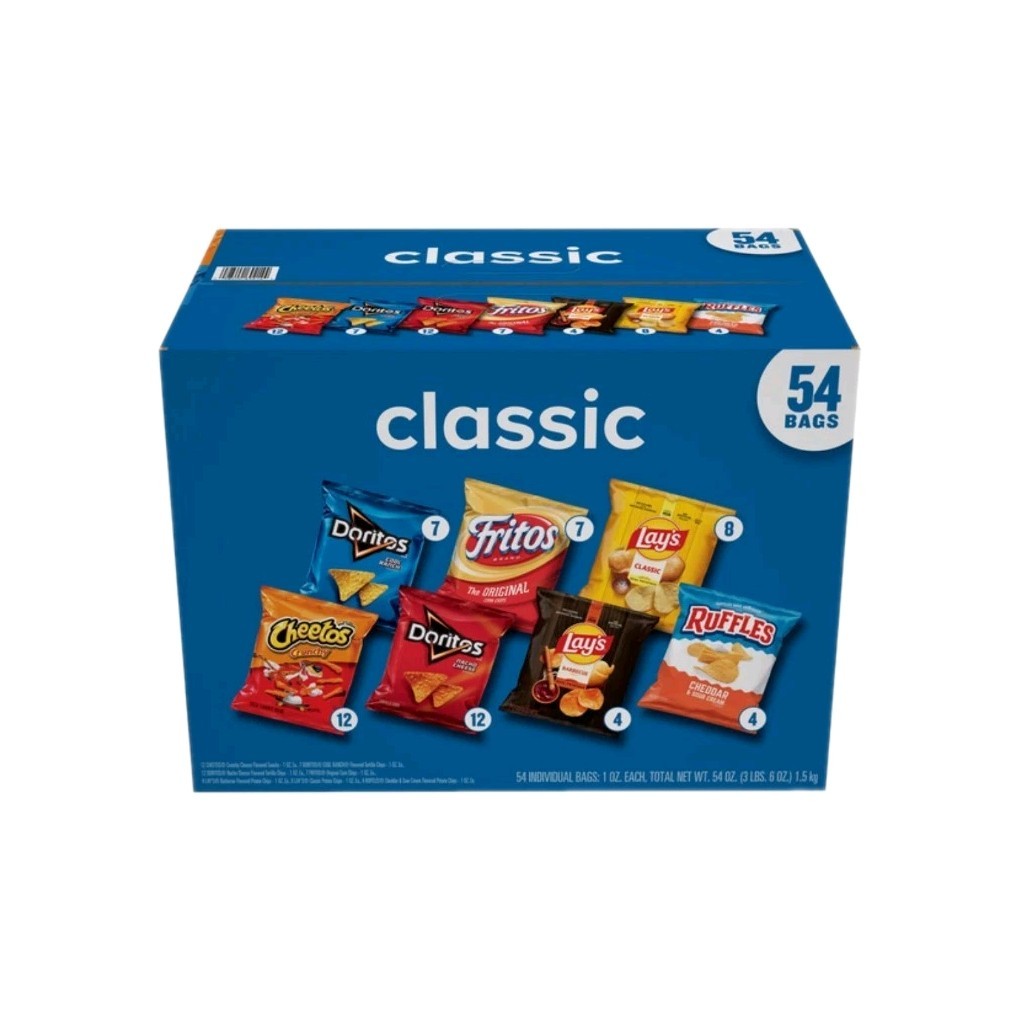 Frito-Lay Classic Mix Variety Pack Potato Chips Assorted Snacks 54 Count Box