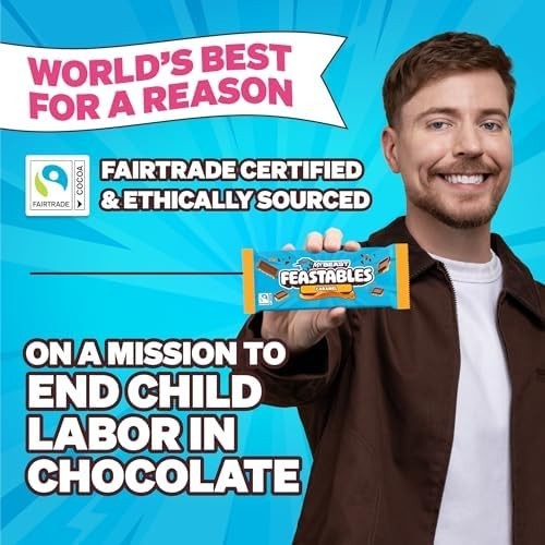MrBeast Feastables Caramel Chocolate Bar King Size 10 Ct Fairtrade Cocoa