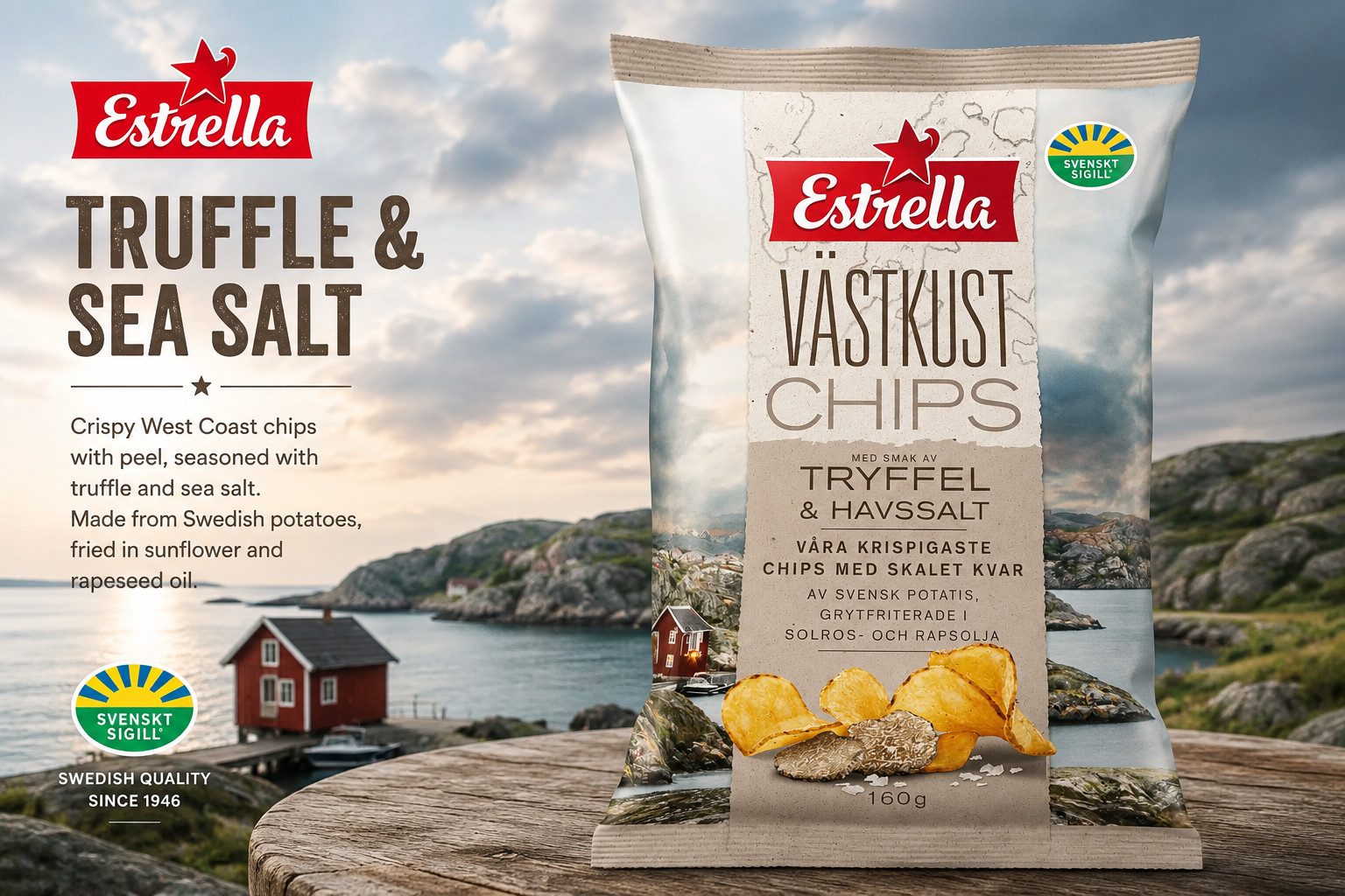 Estrella Västkustchips Truffle Sea Salt LTD 160g Swedish Premium Crisps