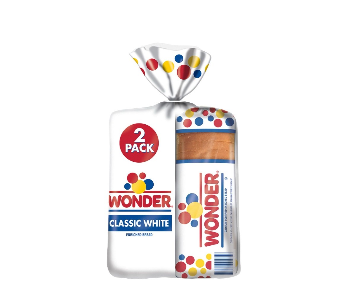 4 loaves Wonder Bread Classic White Bread, Sliced White Bread, 20 Oz Loaf