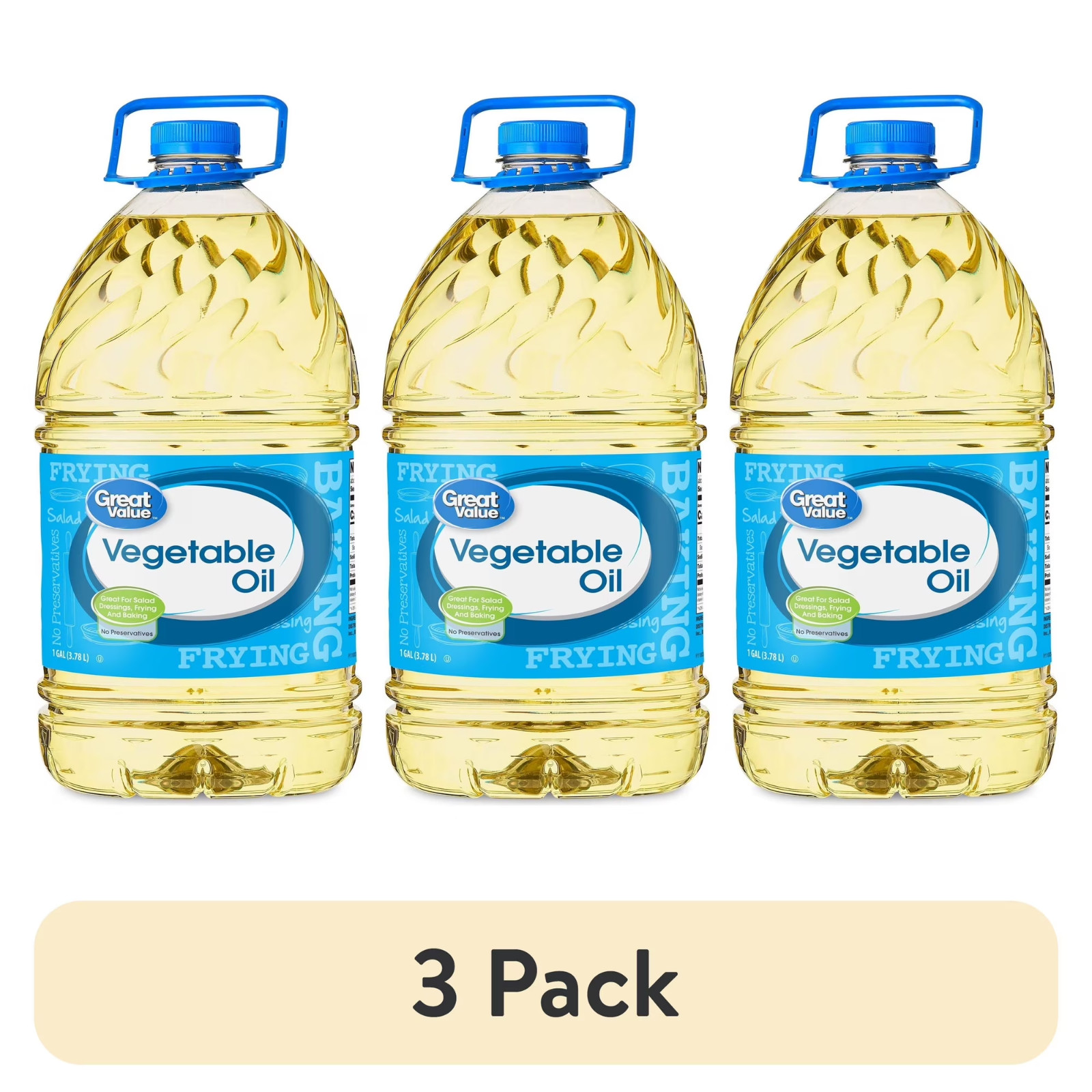 3 pack Great Value Vegetable Oil, 1 Gallon choice for all of your cooking