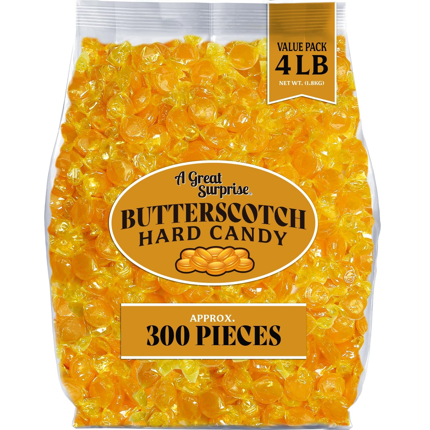 Premium Butterscotch Hard Candy – 4 lb – Individually Wrapped Butterscotch Ca…