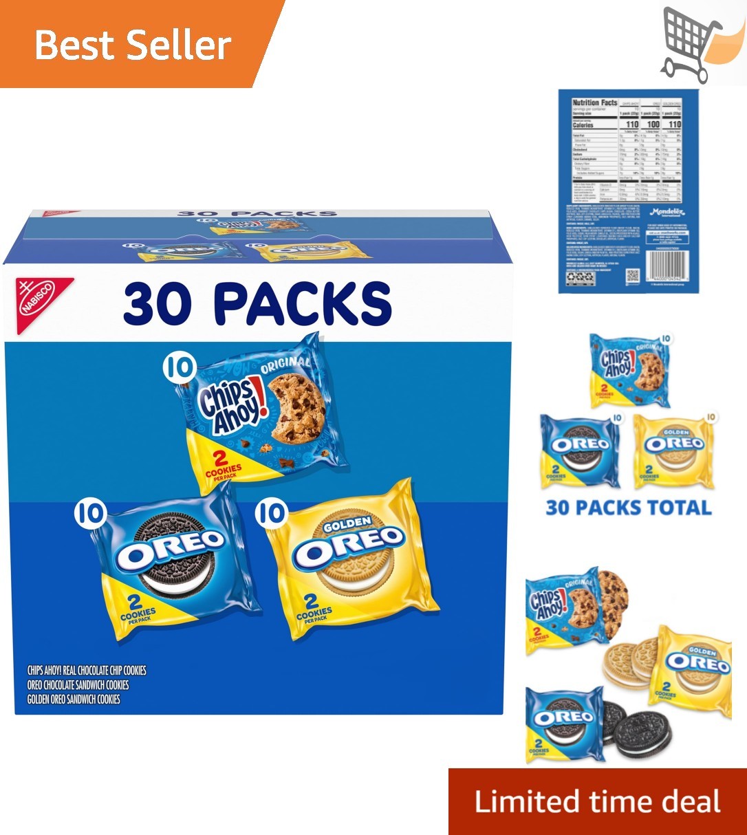 Sweet Treats Cookie Variety Pack 30 Snack Packs OREO Golden Chips Ahoy!