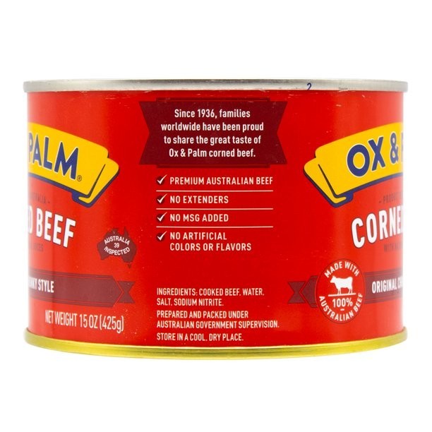 Corned Beef Ox and Palm original Chunky Juicy Style 15oz (Pack of 24) Box New