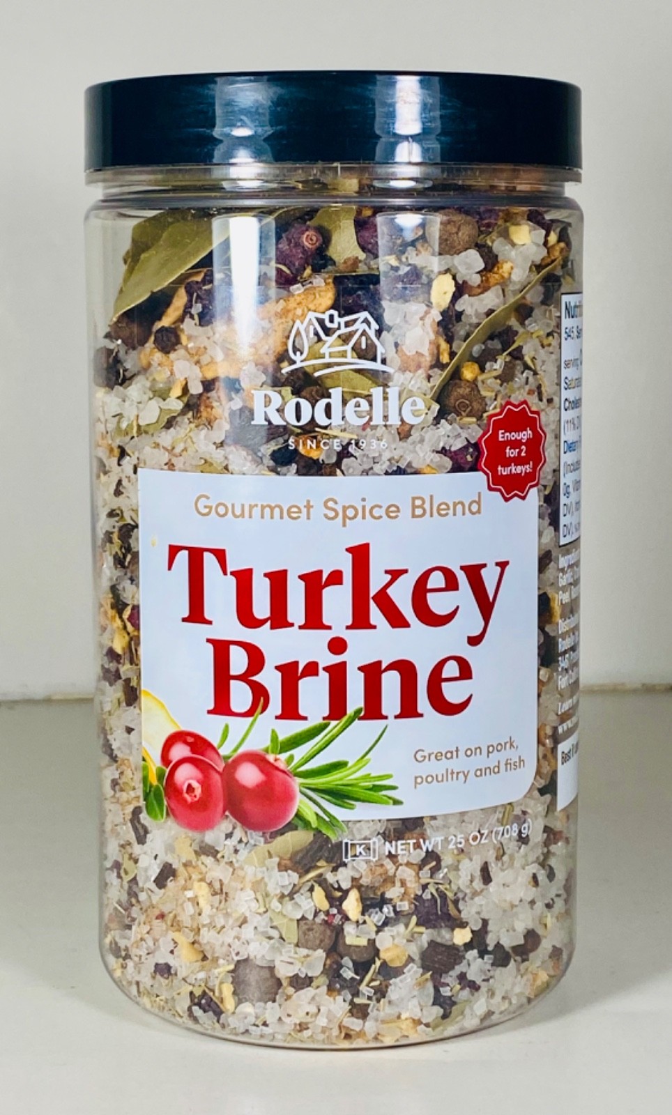 Rodelle Gourmet Spice Blend TURKEY BRINE, Pork, Poultry & Fish, 25 oz, 2028