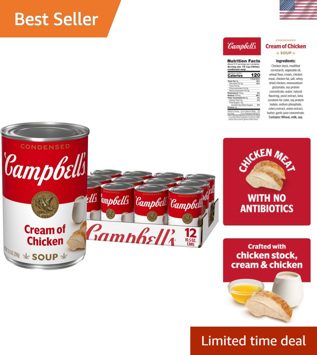 Condensed Cream of Chicken Soup – 10.5 oz Can – Pack of 12 Luxury Comfort Food