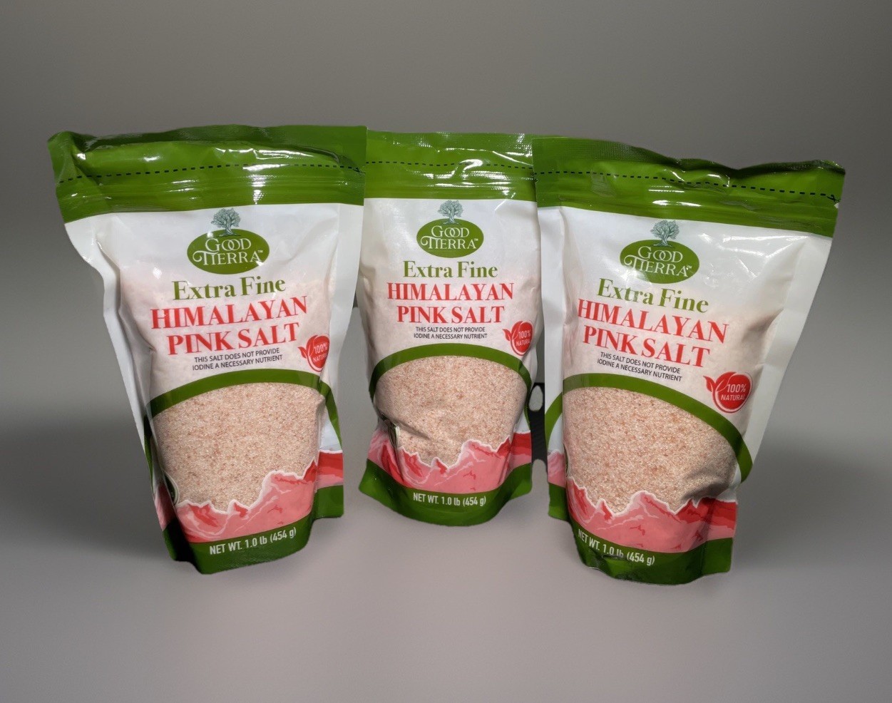 Lot Of 3 Good Tierra Extra Fine Himalayan Pink Salt 100% Natural 1 lb Bags