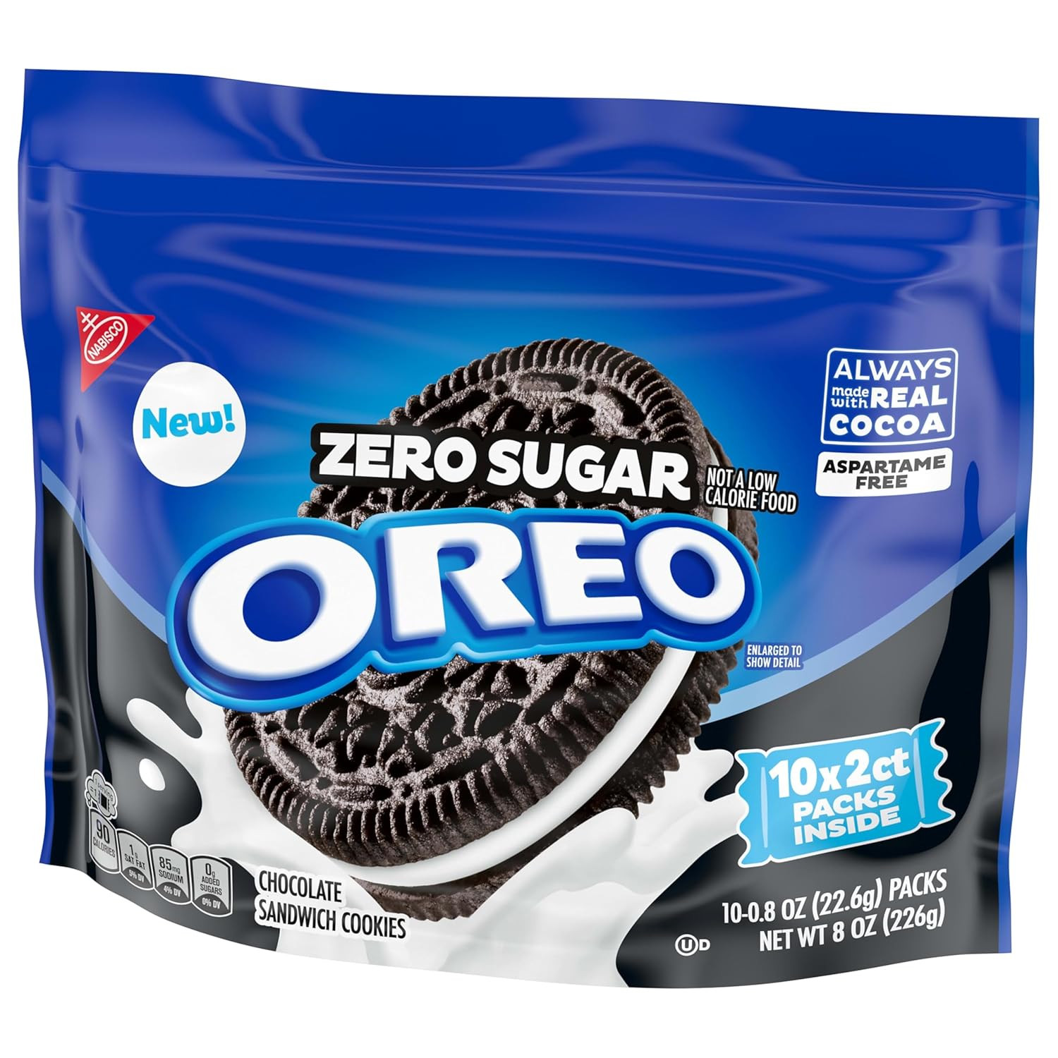 Zero Sugar Chocolate Sandwich Cookies, 10 Snack Packs (2 Cookies per Pack)