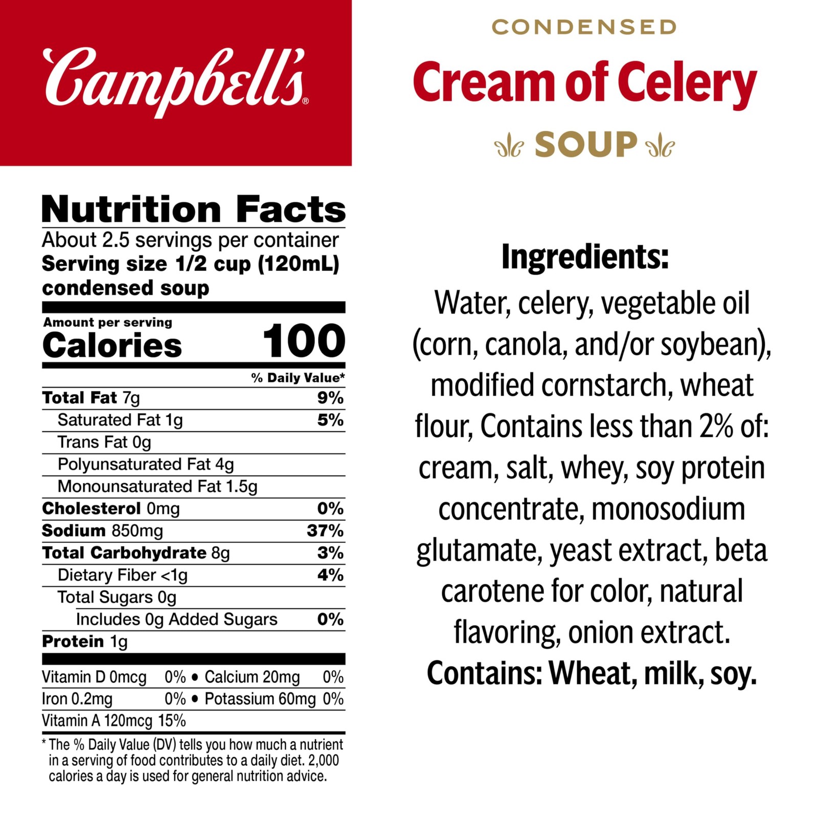 Campbell’s Condensed Cream of Celery Soup, 10.5 oz Fl Oz (Pack 12)