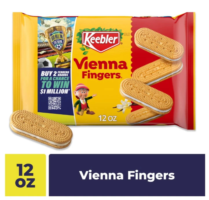Keebler Vienna Fingers, Sandwich Cookies with Crème Filling, 12 oz