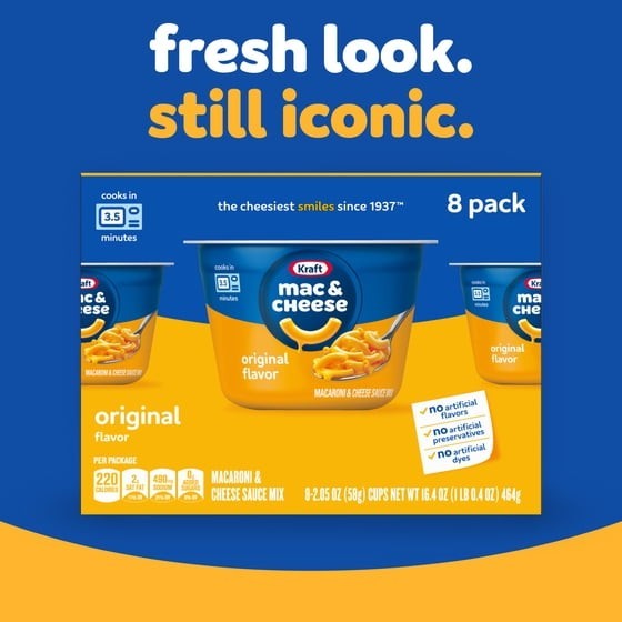 Kraft Original Mac N Cheese Macaroni and Cheese Cups Easy Microwavable Dinner, 8