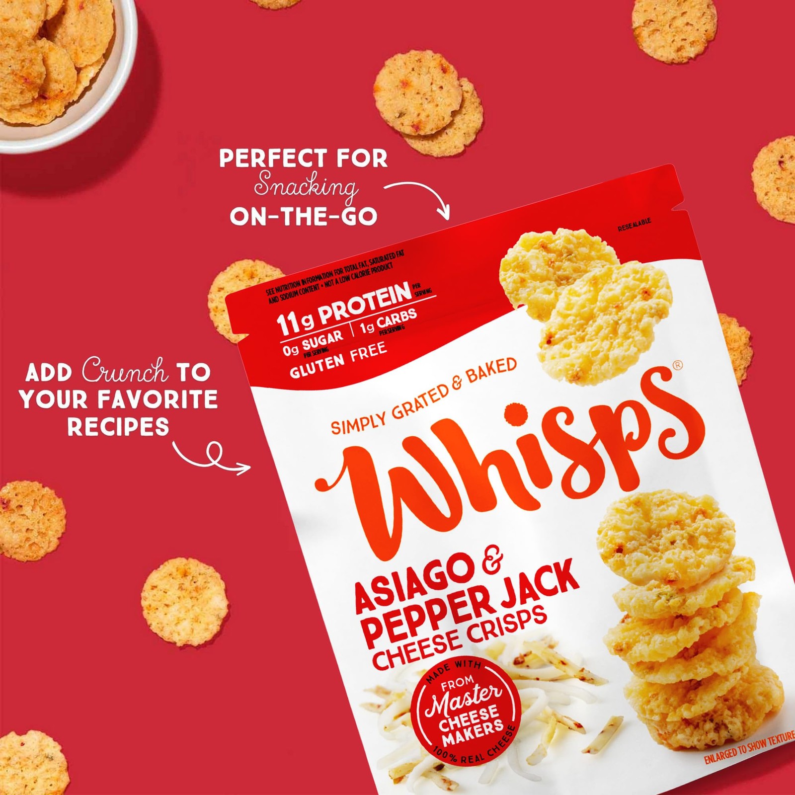 Whisps Cheese Crisps Variety Pack | Protein Chips | 2.12 Ounce (Pack of 6)