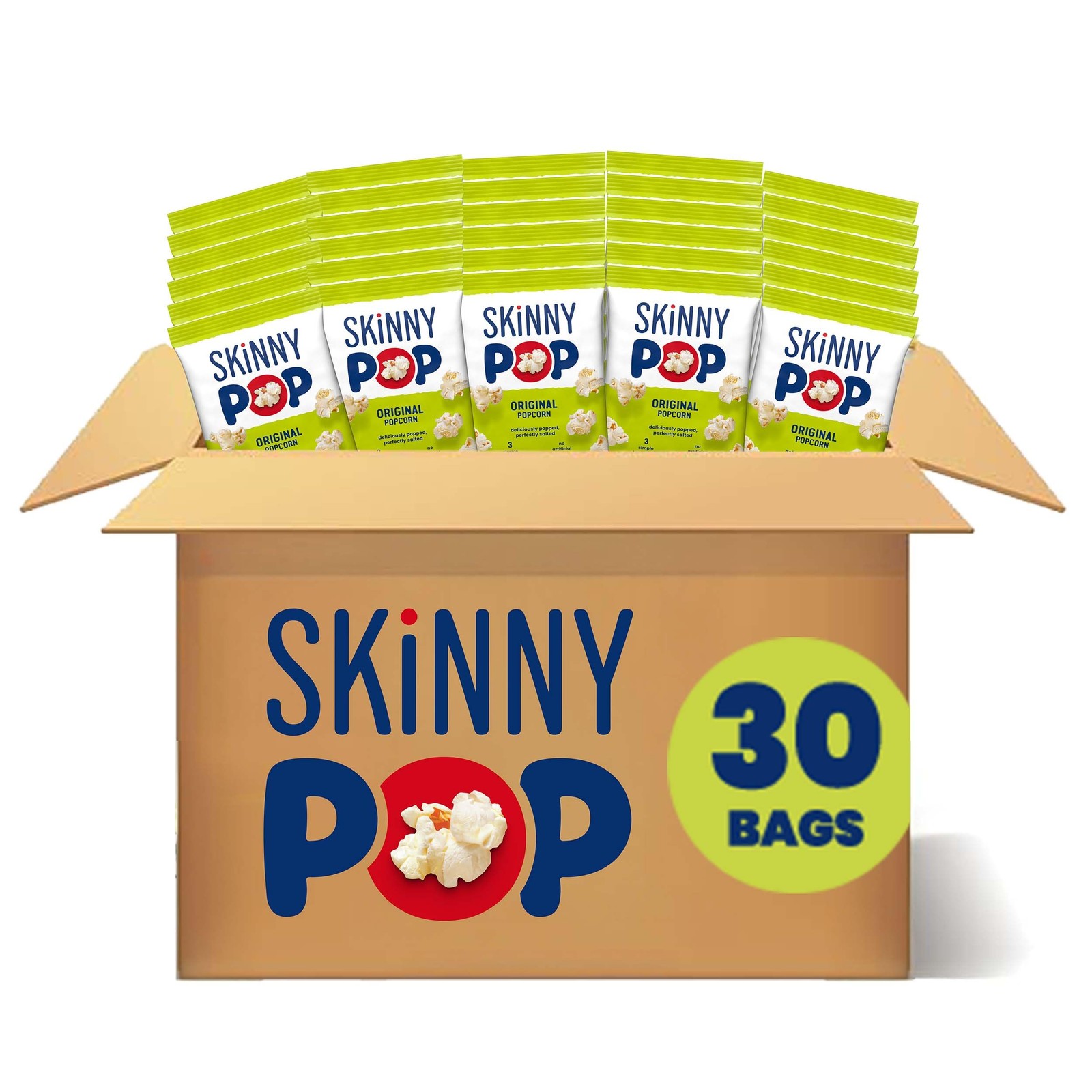 SkinnyPop Popcorn, Original, Whole Grain, Dairy-Free 0.65 Ounce (Pack of 30)