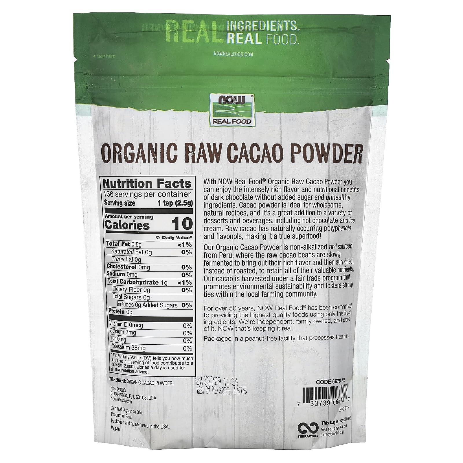 Organic Raw Cacao Powder 12Oz Non-gmo Fair Trade Sun Dried Keto Friendly
