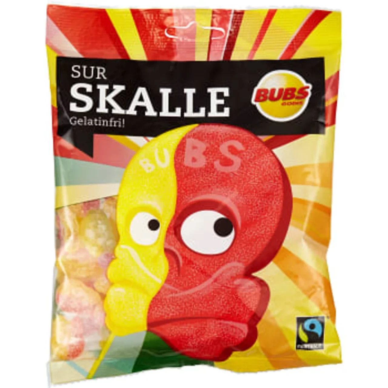 Bubs Sour Skull Candy 190g Fairtrade Gelatin-Free Vegan Swedish Chewy Sweets