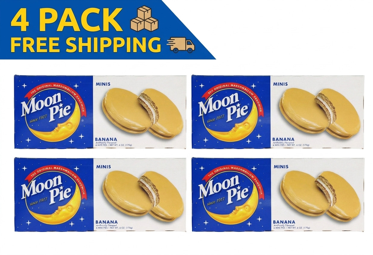 Moon Pie Banana Mini Cakes Marshmallow Sandwich Snacks 6 Count (4 Pack)