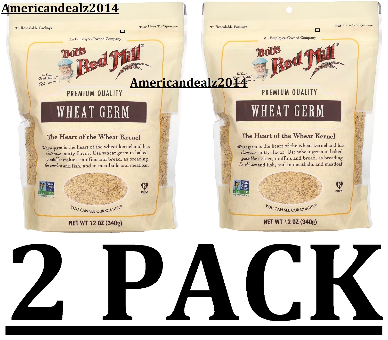 2 PACK – Bob’s Red Mill Wheat Germ 12 Oz each – NEW FRESH!
