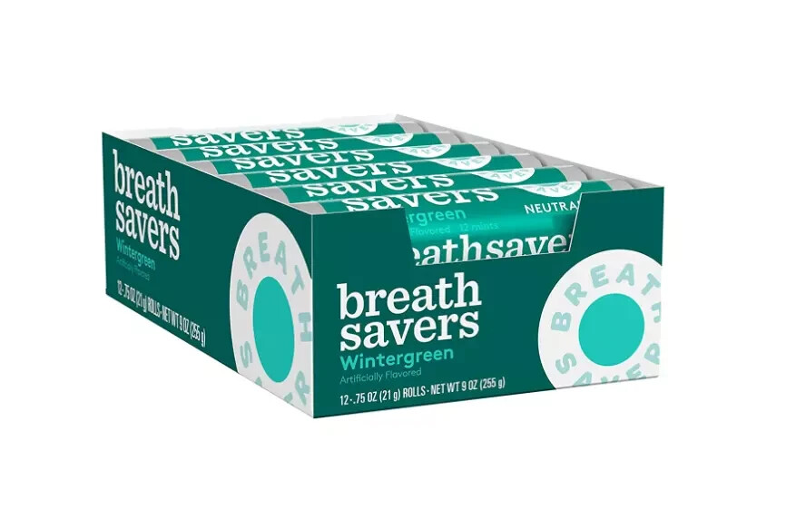 BREATH SAVERS Wintergreen Sugar Free Breath Mints Rolls, 0.75 oz (24 Count)