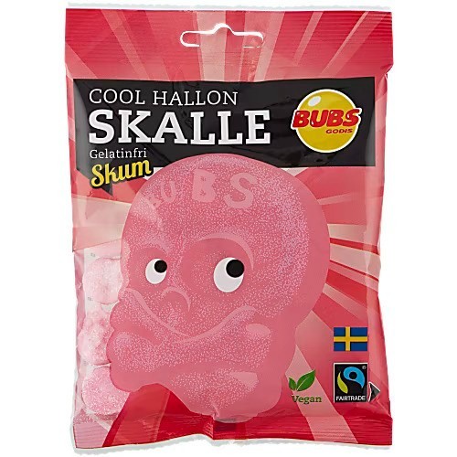8 x BUBS Cool Skulls Raspberry Marshmallow GELATIN FREE CANDY 90 g ( 3.15 oz )