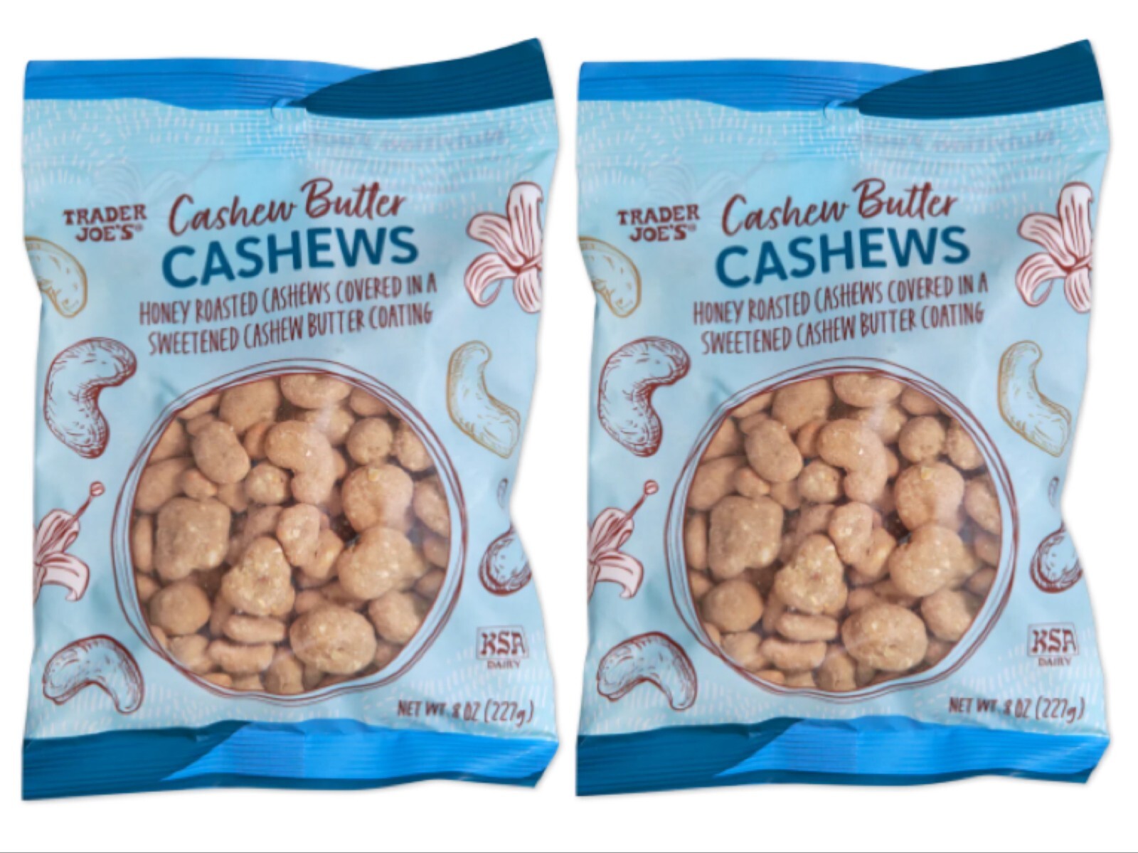 2 Packs Trader Joe’s Cashew Butter Cashews Honey Roasted 8 oz Each Pack