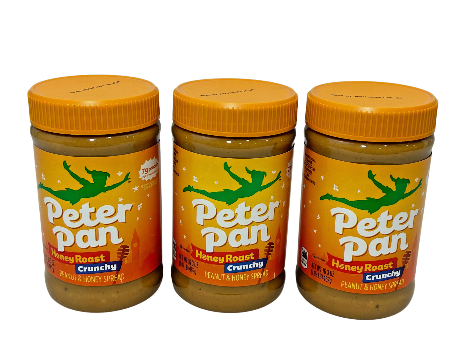 3 X Peter Pan Honey Roasted Crunchy Peanut Butter 16.3 oz Exp 07/03/2025