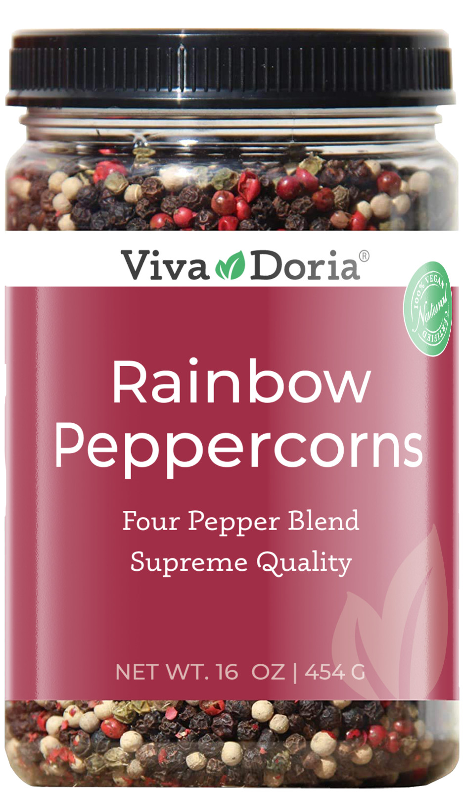 Viva Doria Rainbow Peppercorns, 16 oz – 4 Peppercorn mix, for grinder refills