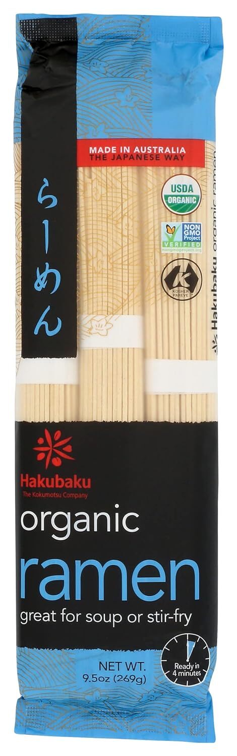 Hakubaku Organic Japanese Ramen Noodles 9.5 Ounce Pack Authentic Wheat Noodles