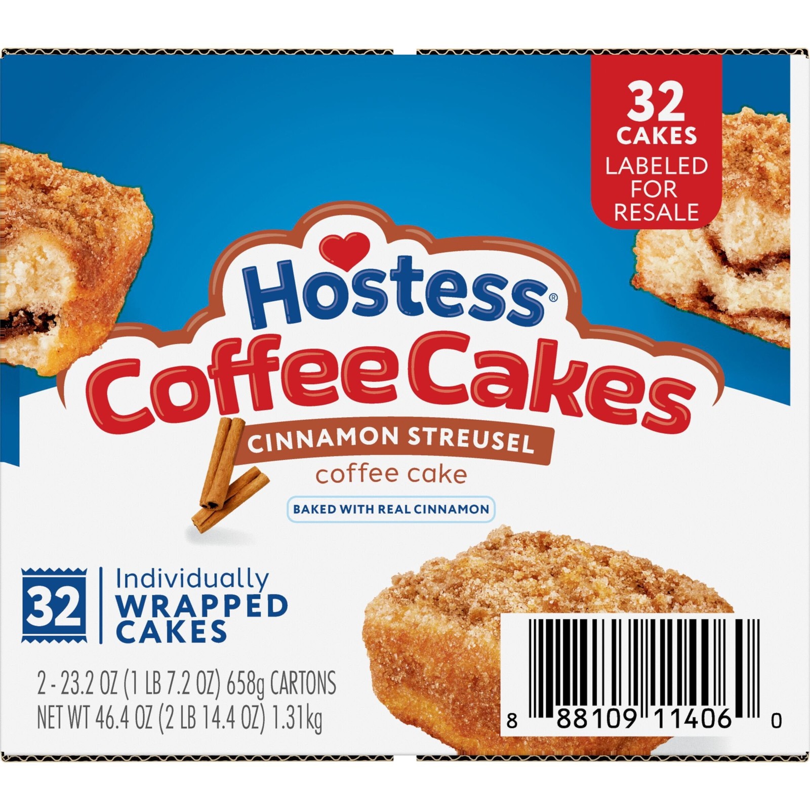 Hostess Cinnamon Streusel Coffee Cake, 1.44 oz., 32 pk.