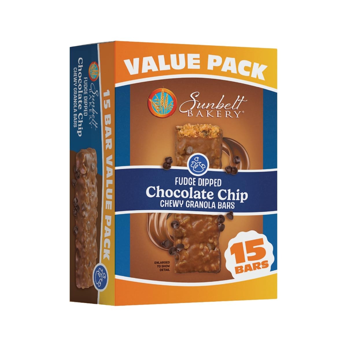 Granola Bars Fudge Dipped Chocolate Chip Chewy Value Pack 15 Count Pack of 1