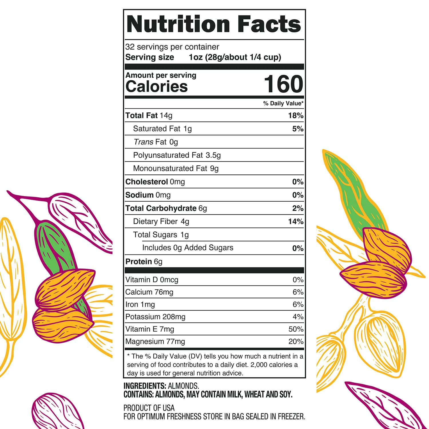 3 lbs Member’s Mark Natural Whole Almonds (48 oz) – NEW FRESH!