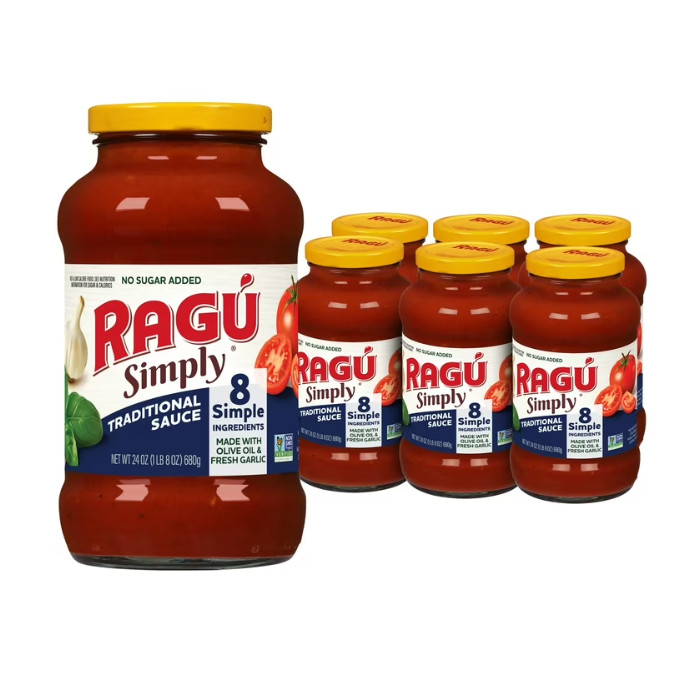 (6 pack) RAGU Simply Traditional Pasta Sauce, 24 oz