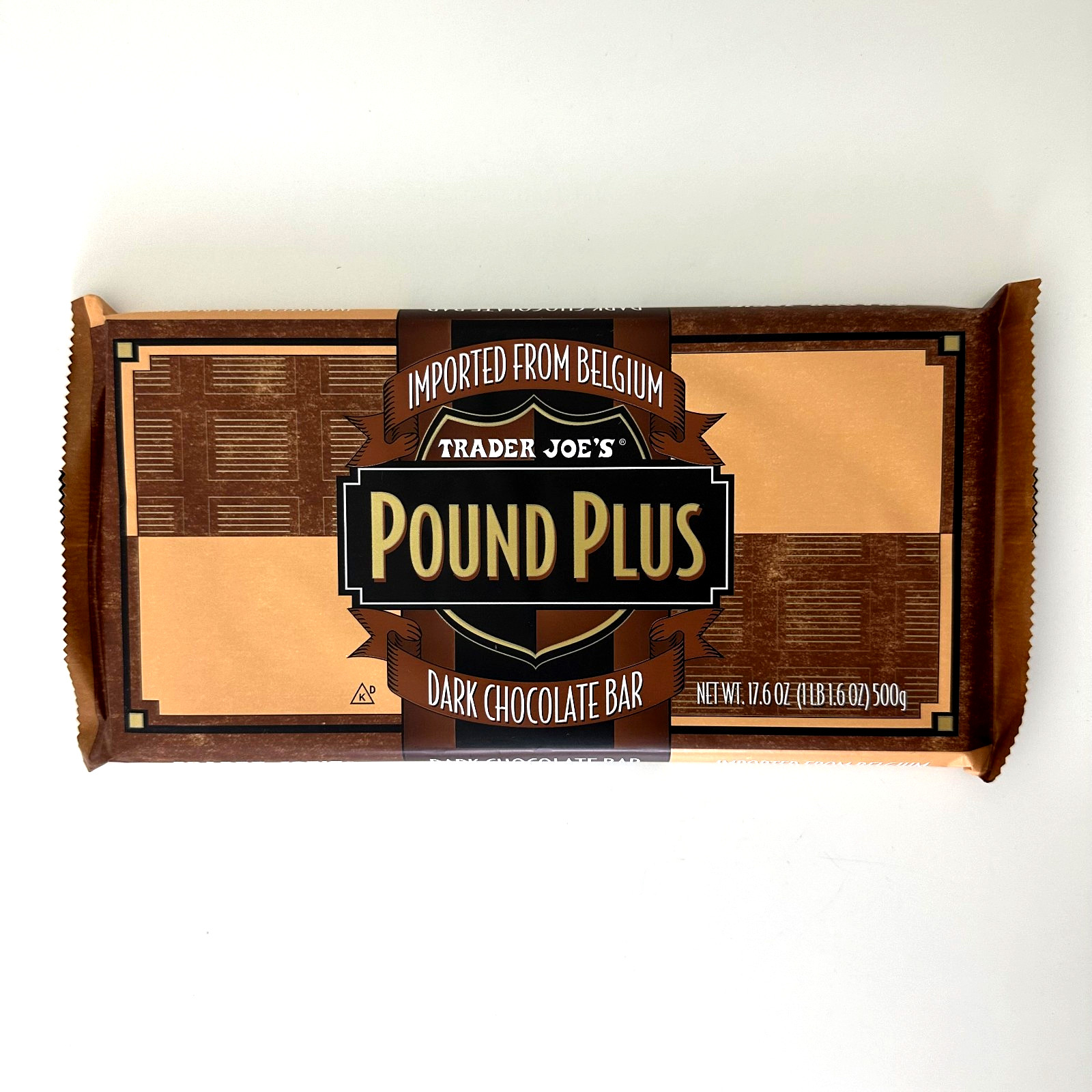 TRADER JOE’S Pound Plus Belgium Dark Chocolate Bar 1 HUGE PACK 17.6 oz