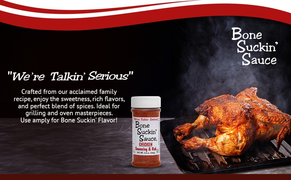Bone Suckin’ Sauce BBQ CHICKEN RUB Spice Seasoning 5.8oz Shaker Jar Not Salty!