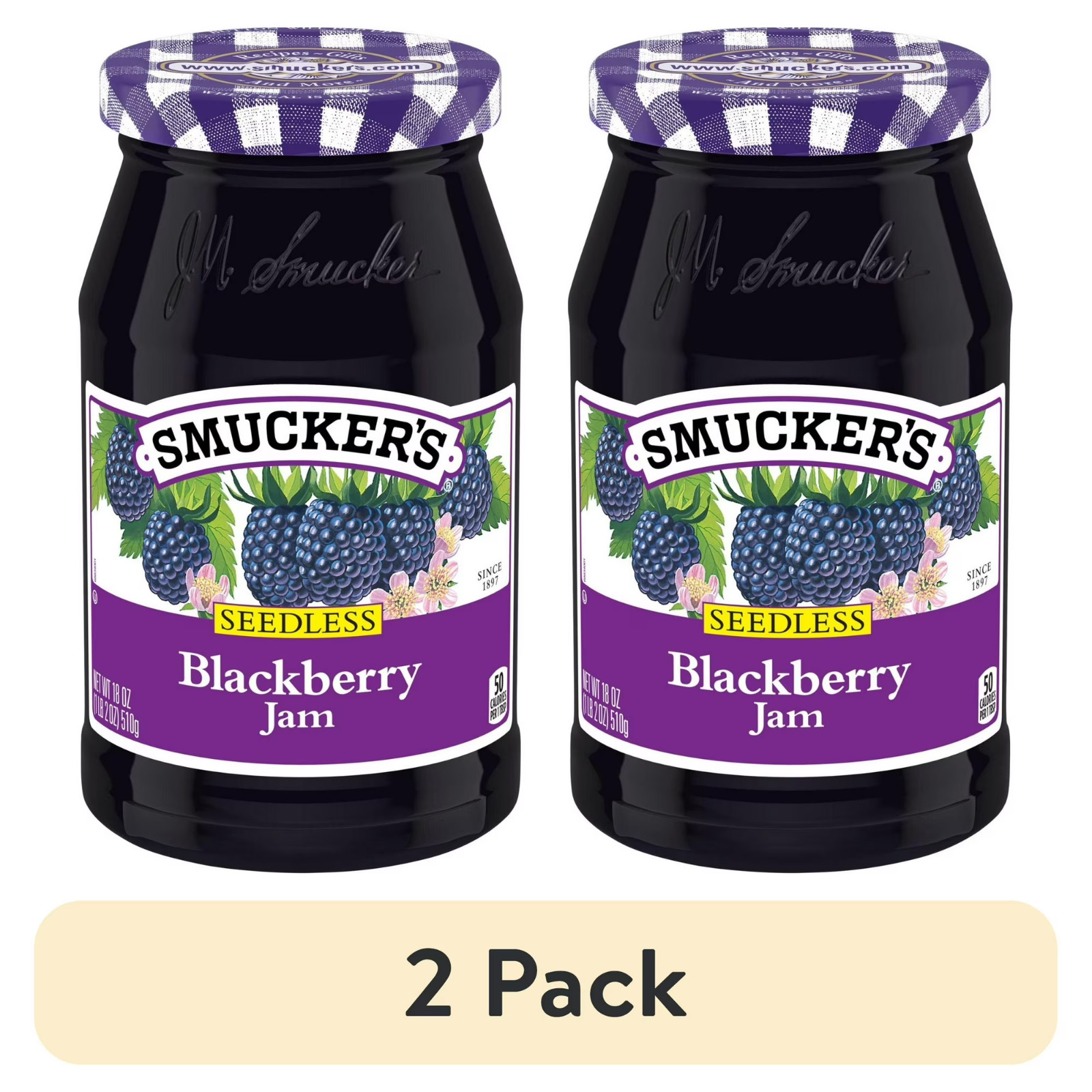 (2 pack) Smucker’s Seedless Blackberry Jam, 18 oz..