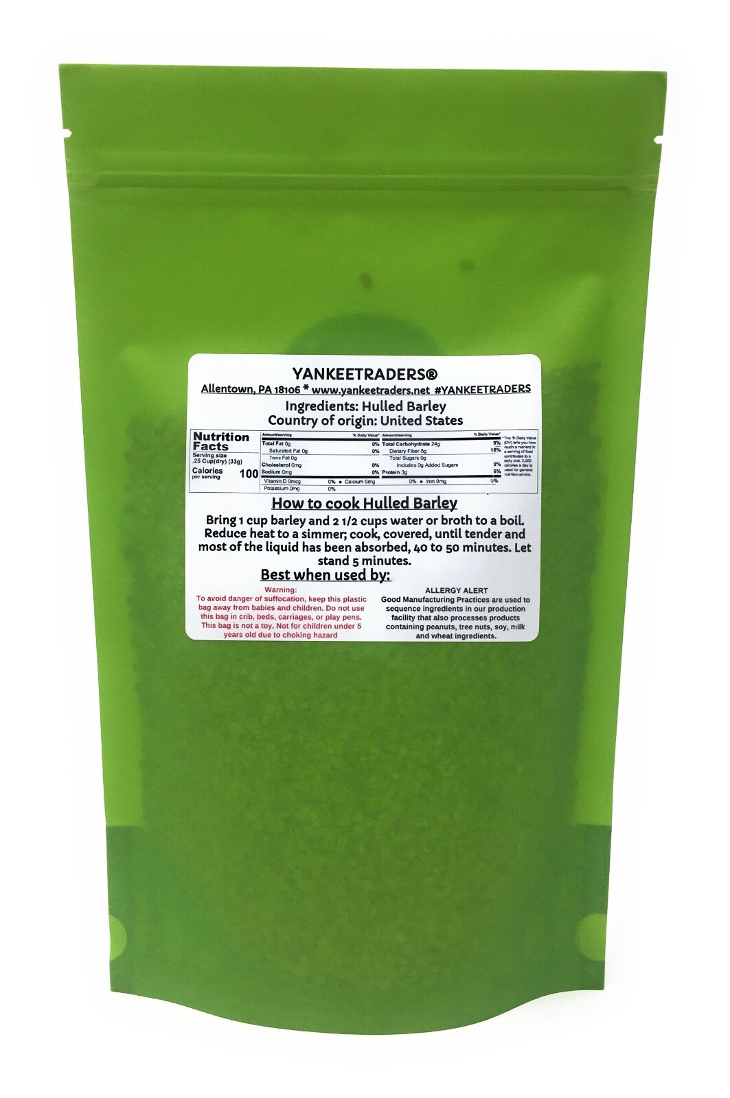 Hulled Barley, 1 lb. Bag ~ YANKEETRADERS® Brand ~ FREE SHIPPING