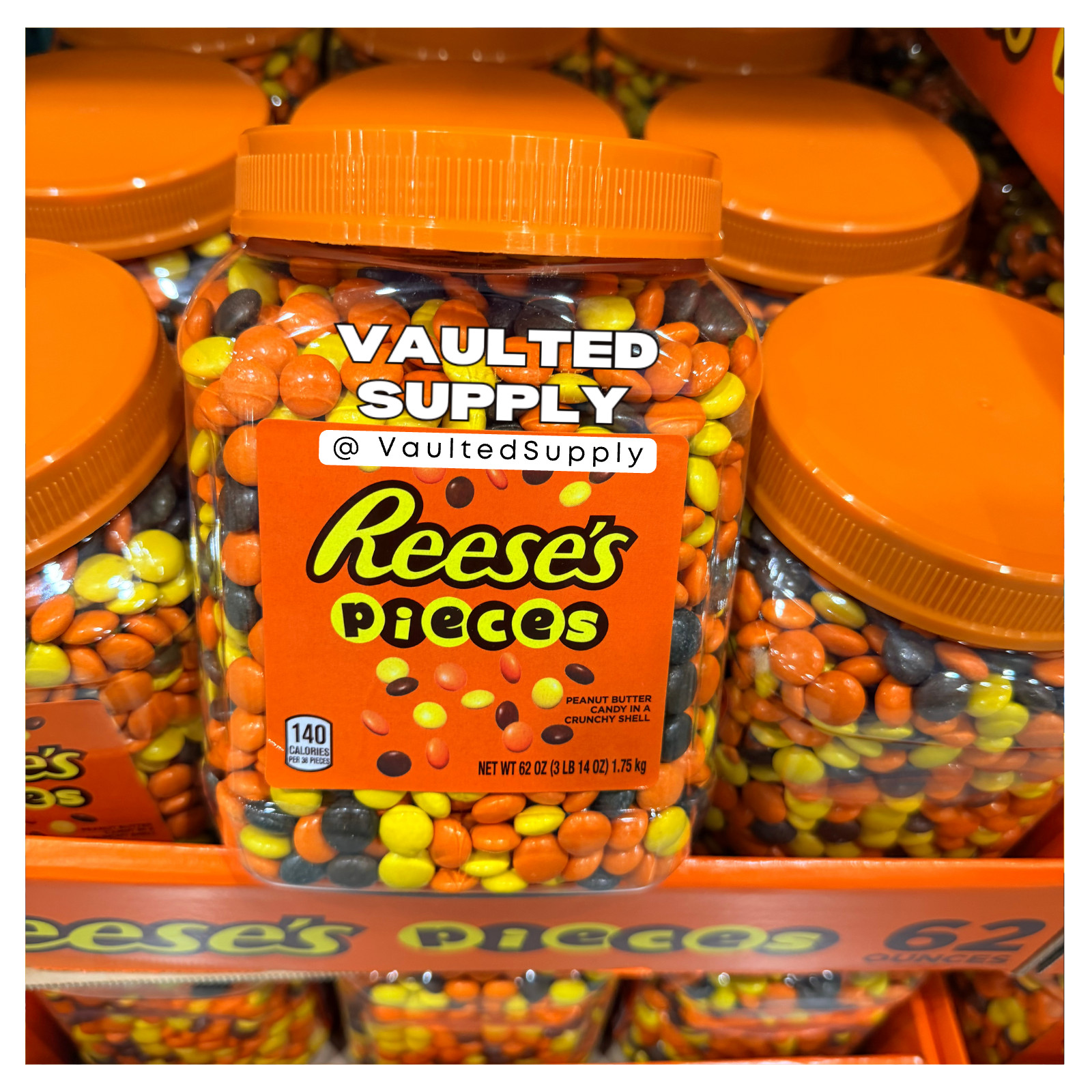 Reese’s Pieces Peanut Butter Candy 62 oz Jar (2 Pack) Bulk Party Candy Exp 12/26