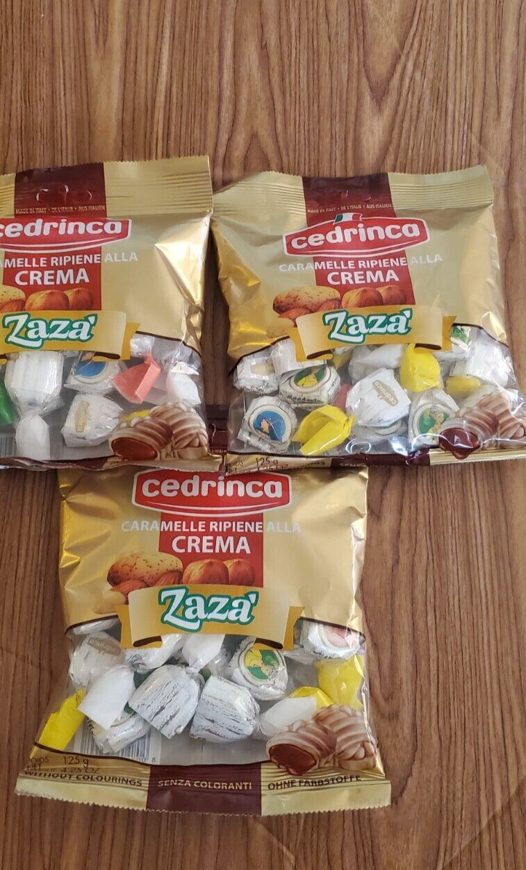3 PACK CEDRINCA CARAMELLE RIPIENE ALLA CREMA ZAZA/ CREAM FILLED HARD CANDY