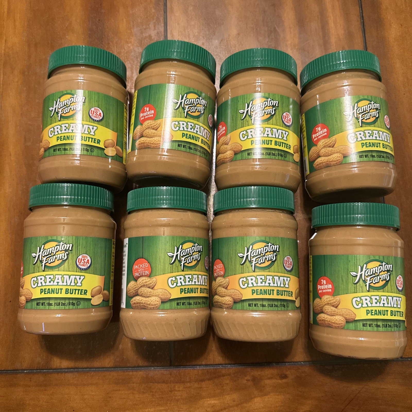 Lot Of 8 Hampton Farms Creamy Peanut Butter Smooth 18 oz Pantry